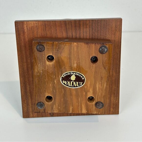 Vintage Walnut Wood MCM Lazy Susan Candle Holder 7 inch - Picture 4 of 7